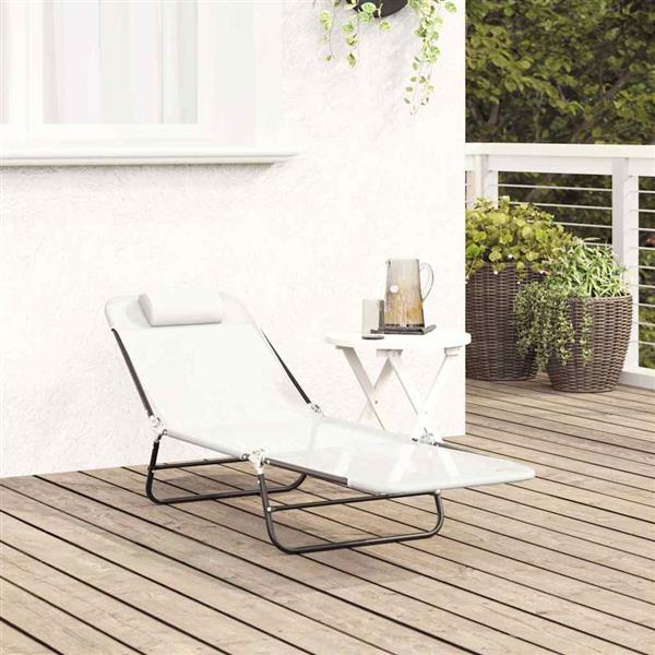 Grote foto vidaxl opvouwbare zonnebed cr me 182 x 55 x 85.5cm textileen tuin en terras tuinmeubelen