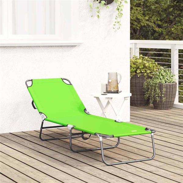Grote foto vidaxl opvouwbare zonnebed 1 persoon groen 56 x 189 x 87cm stof tuin en terras tuinmeubelen