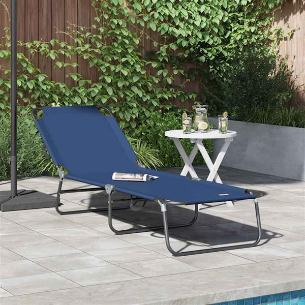 Grote foto vidaxl opvouwbare zonnebed 1 persoon blauw 56 x 189 x 87cm stof tuin en terras tuinmeubelen