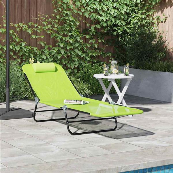 Grote foto vidaxl opvouwbare zonnebed 1 persoon groen 182 x 55 x 85.5cm metaal tuin en terras tuinmeubelen