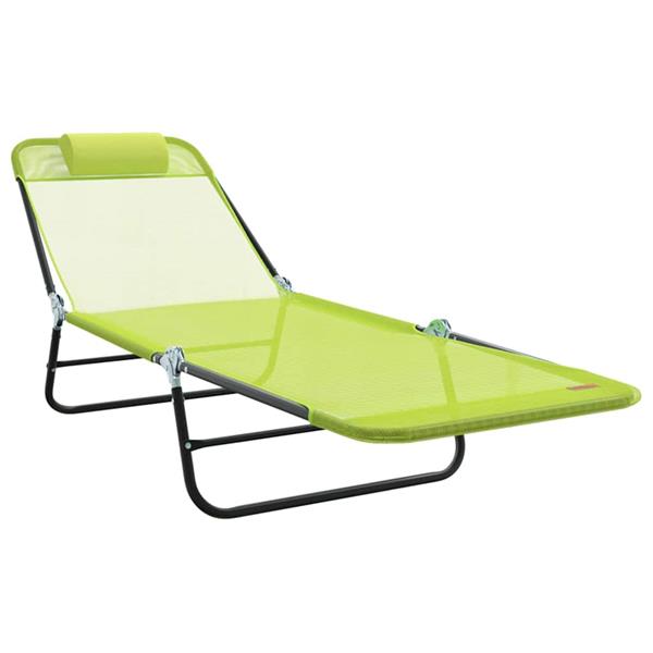 Grote foto vidaxl opvouwbare zonnebed 1 persoon groen 182 x 55 x 85.5cm metaal tuin en terras tuinmeubelen