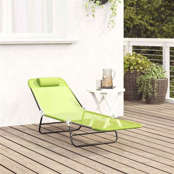 Grote foto vidaxl opvouwbare zonnebed 1 persoon groen 182 x 55 x 85.5cm metaal tuin en terras tuinmeubelen
