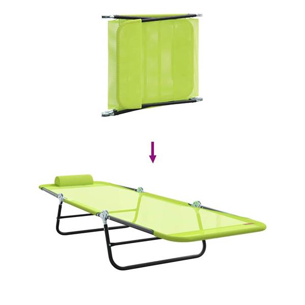 Grote foto vidaxl opvouwbare zonnebed 1 persoon groen 182 x 55 x 85.5cm metaal tuin en terras tuinmeubelen