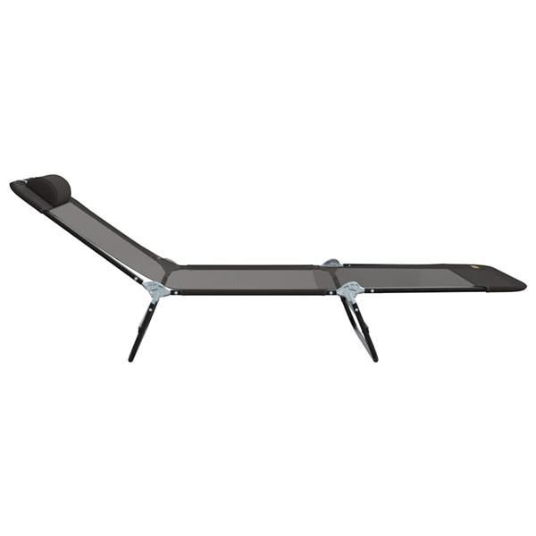 Grote foto vidaxl opvouwbare zonnebed zwart 182 x 55 x 85.5cm textileen tuin en terras tuinmeubelen
