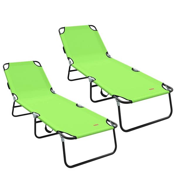 Grote foto vidaxl opvouwbare zonnebed 2 persoon 2 pcs groen 56 x 189 x 87cm stof tuin en terras tuinmeubelen