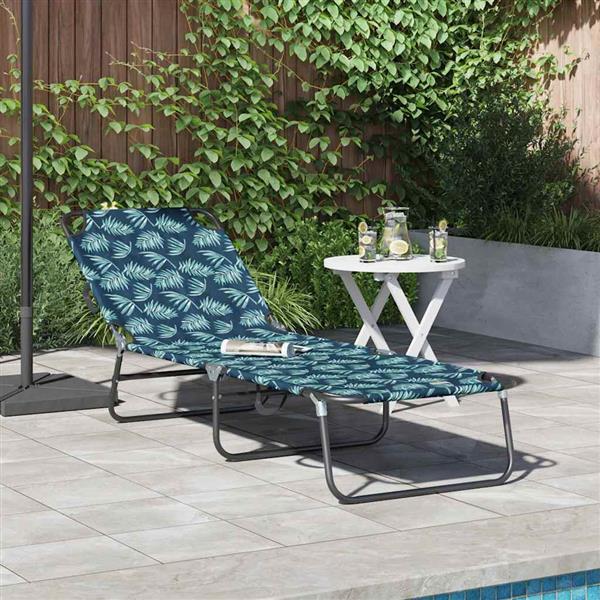 Grote foto vidaxl opvouwbare zonnebed met kussen groen 56 x 189 x 87cm stof tuin en terras tuinmeubelen