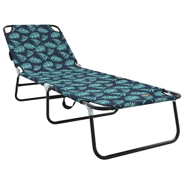 Grote foto vidaxl opvouwbare zonnebed met kussen groen 56 x 189 x 87cm stof tuin en terras tuinmeubelen