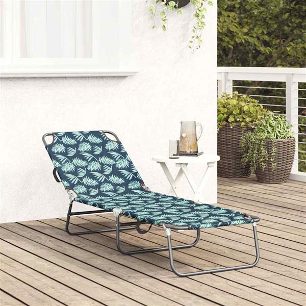 Grote foto vidaxl opvouwbare zonnebed met kussen groen 56 x 189 x 87cm stof tuin en terras tuinmeubelen