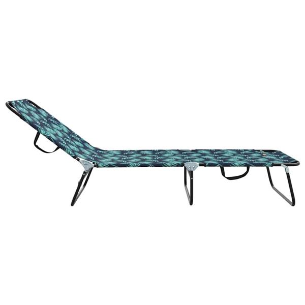 Grote foto vidaxl opvouwbare zonnebed met kussen groen 56 x 189 x 87cm stof tuin en terras tuinmeubelen