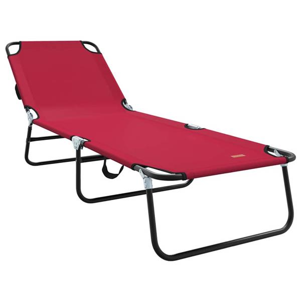 Grote foto vidaxl opvouwbare zonnebed 1 persoon rood 56 x 189 x 87cm stof tuin en terras tuinmeubelen