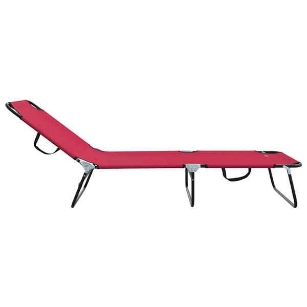 Grote foto vidaxl opvouwbare zonnebed 1 persoon rood 56 x 189 x 87cm stof tuin en terras tuinmeubelen