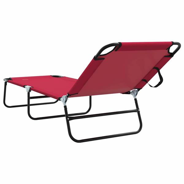 Grote foto vidaxl opvouwbare zonnebed 1 persoon rood 56 x 189 x 87cm stof tuin en terras tuinmeubelen
