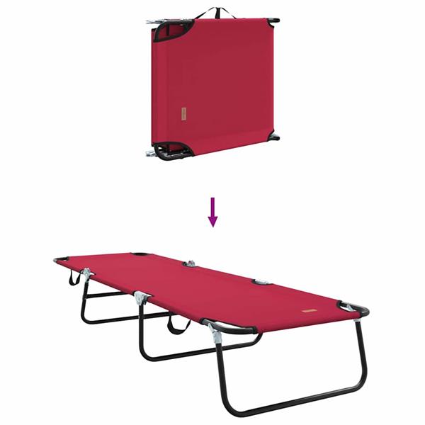 Grote foto vidaxl opvouwbare zonnebed 1 persoon rood 56 x 189 x 87cm stof tuin en terras tuinmeubelen
