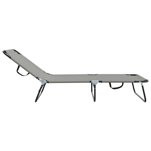 Grote foto vidaxl opvouwbare zonnebed 1 persoon grijs 56 x 189 x 87cm stof tuin en terras tuinmeubelen