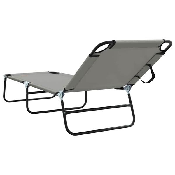 Grote foto vidaxl opvouwbare zonnebed 1 persoon grijs 56 x 189 x 87cm stof tuin en terras tuinmeubelen