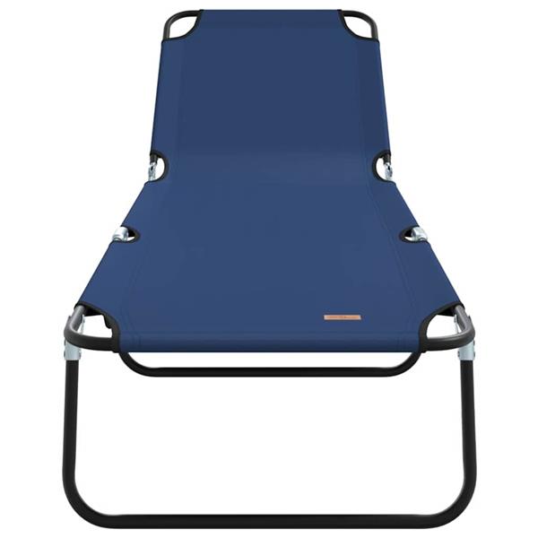 Grote foto vidaxl opvouwbare zonnebed 1 persoon blauw 56 x 189 x 87cm stof tuin en terras tuinmeubelen