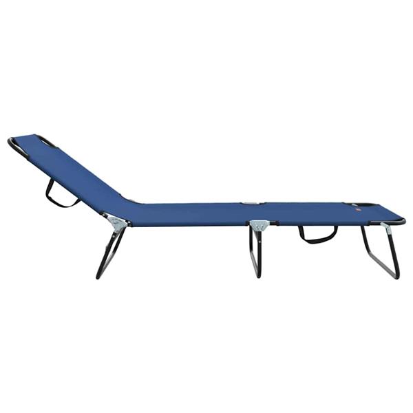 Grote foto vidaxl opvouwbare zonnebed 1 persoon blauw 56 x 189 x 87cm stof tuin en terras tuinmeubelen