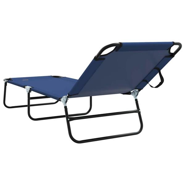 Grote foto vidaxl opvouwbare zonnebed 1 persoon blauw 56 x 189 x 87cm stof tuin en terras tuinmeubelen