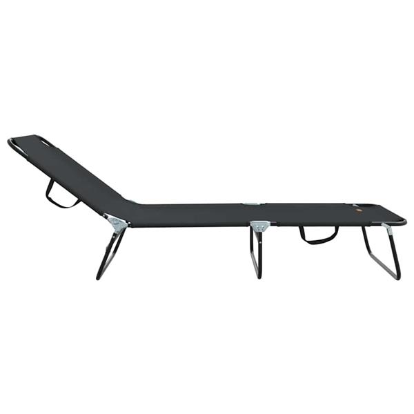Grote foto vidaxl opvouwbare zonnebed 1 persoon zwart 56 x 189 x 87cm stof tuin en terras tuinmeubelen