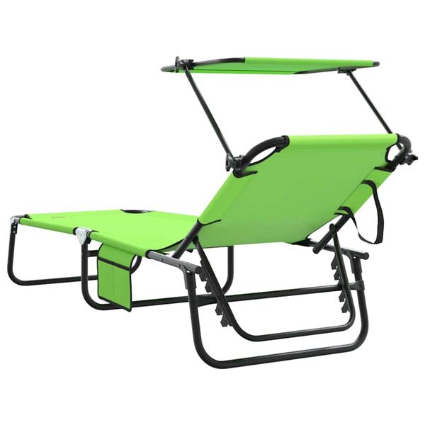 Grote foto vidaxl opvouwbare zonnebed 2 persoon 2 pcs groen 56 x 190 x 81cm stof tuin en terras tuinmeubelen