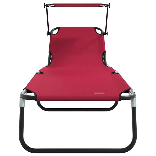 Grote foto vidaxl opvouwbare zonnebed met kussen rood 56 x 190 x 81cm stof tuin en terras tuinmeubelen