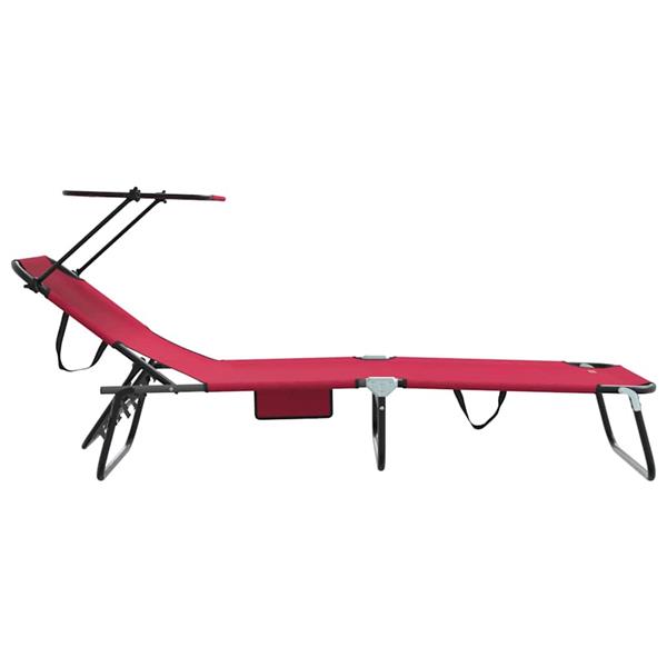 Grote foto vidaxl opvouwbare zonnebed met kussen rood 56 x 190 x 81cm stof tuin en terras tuinmeubelen