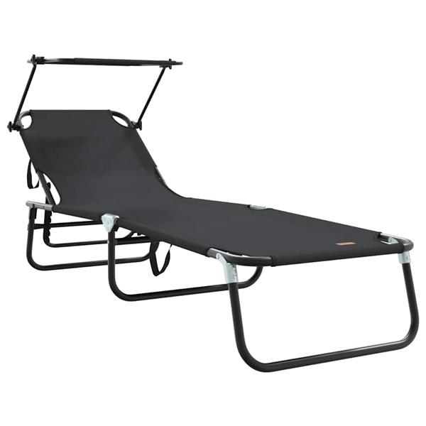 Grote foto vidaxl opvouwbare zonnebed 2 persoon 2 pcs zwart 56 x 190 x 81cm stof tuin en terras tuinmeubelen