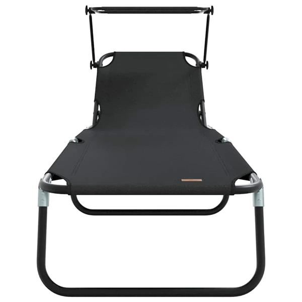 Grote foto vidaxl opvouwbare zonnebed 2 persoon 2 pcs zwart 56 x 190 x 81cm stof tuin en terras tuinmeubelen