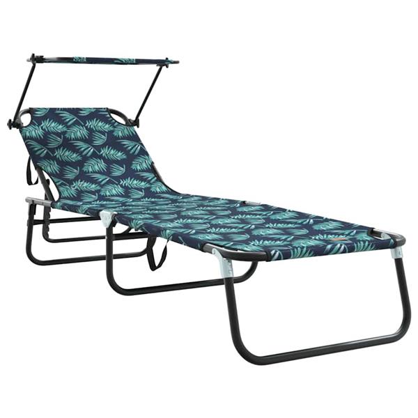 Grote foto vidaxl opvouwbare zonnebed met kussen groen 56 x 190 x 81cm stof tuin en terras tuinmeubelen