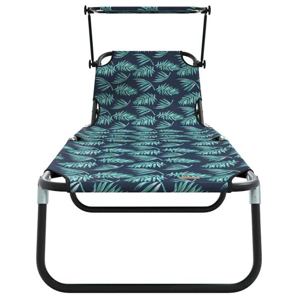 Grote foto vidaxl opvouwbare zonnebed met kussen groen 56 x 190 x 81cm stof tuin en terras tuinmeubelen