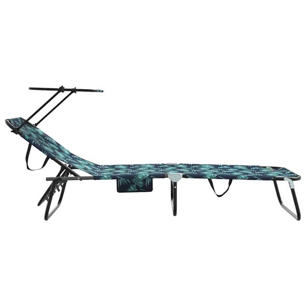Grote foto vidaxl opvouwbare zonnebed met kussen groen 56 x 190 x 81cm stof tuin en terras tuinmeubelen