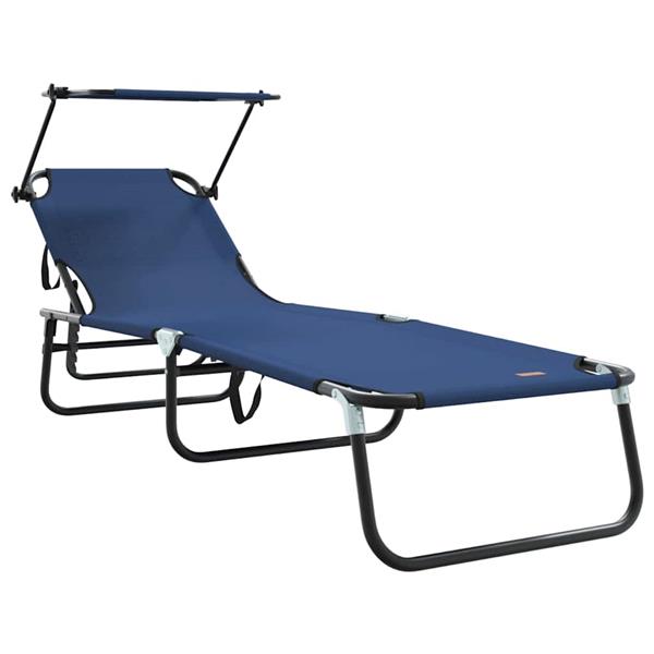 Grote foto vidaxl opvouwbare zonnebed 2 persoon 2 pcs blauw 56 x 190 x 81cm stof tuin en terras tuinmeubelen