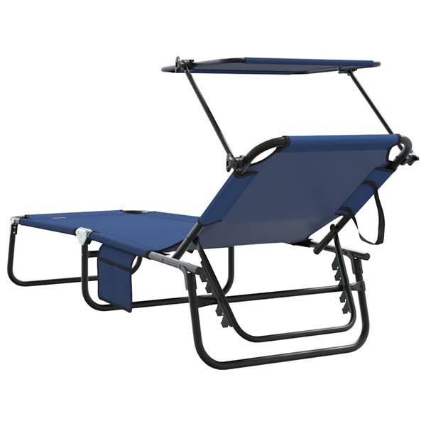 Grote foto vidaxl opvouwbare zonnebed 2 persoon 2 pcs blauw 56 x 190 x 81cm stof tuin en terras tuinmeubelen