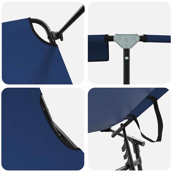 Grote foto vidaxl opvouwbare zonnebed met kussen blauw 56 x 190 x 81cm stof tuin en terras tuinmeubelen
