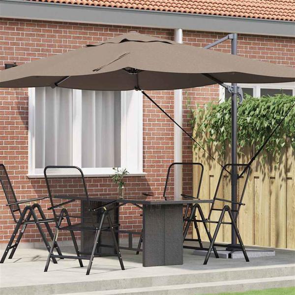 Grote foto vidaxl cantilever roma parasol taupe en zwart 352 x 251 x 260 cm tuin en terras overige tuin en terras