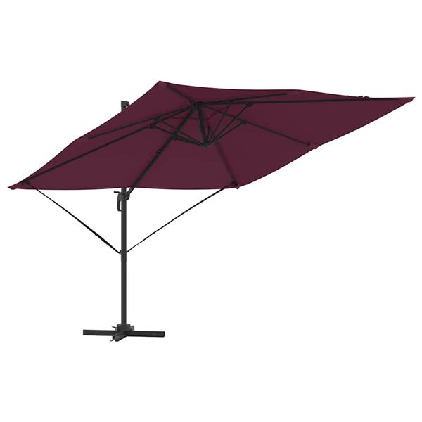 Grote foto vidaxl roma parasol rood 286 x 285 x 265 cm polyester en aluminium tuin en terras overige tuin en terras