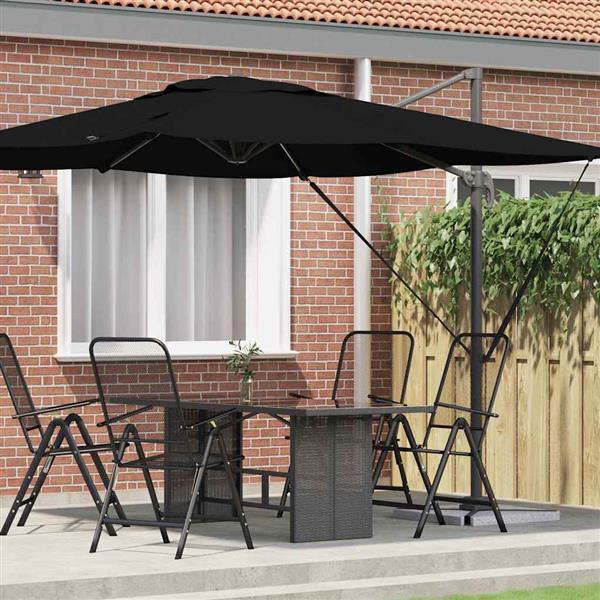 Grote foto vidaxl roma parasol zwart 286 x 285 x 265 cm polyester en aluminium tuin en terras overige tuin en terras