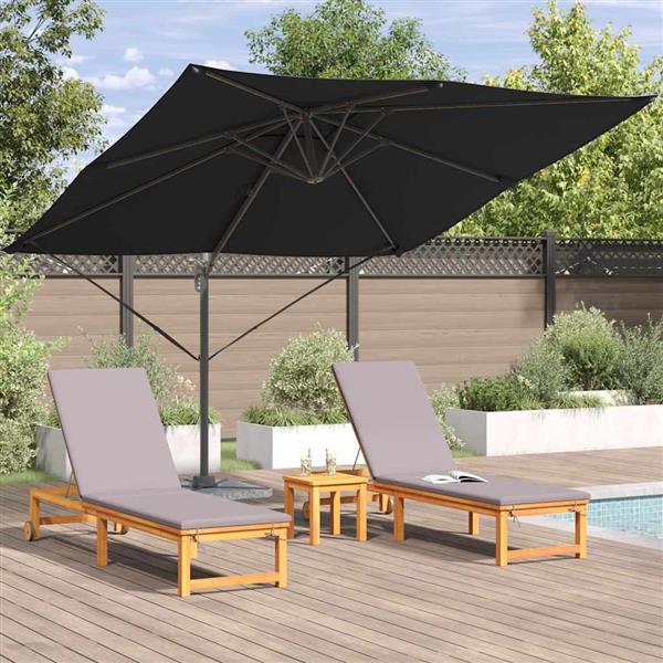 Grote foto vidaxl roma parasol zwart 286 x 285 x 265 cm polyester en aluminium tuin en terras overige tuin en terras