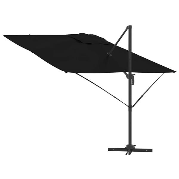 Grote foto vidaxl roma parasol zwart 286 x 285 x 265 cm polyester en aluminium tuin en terras overige tuin en terras