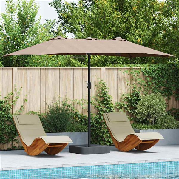 Grote foto vidaxl tuinparasol taupe 385 x 209 x 244 cm stof tuin en terras overige tuin en terras