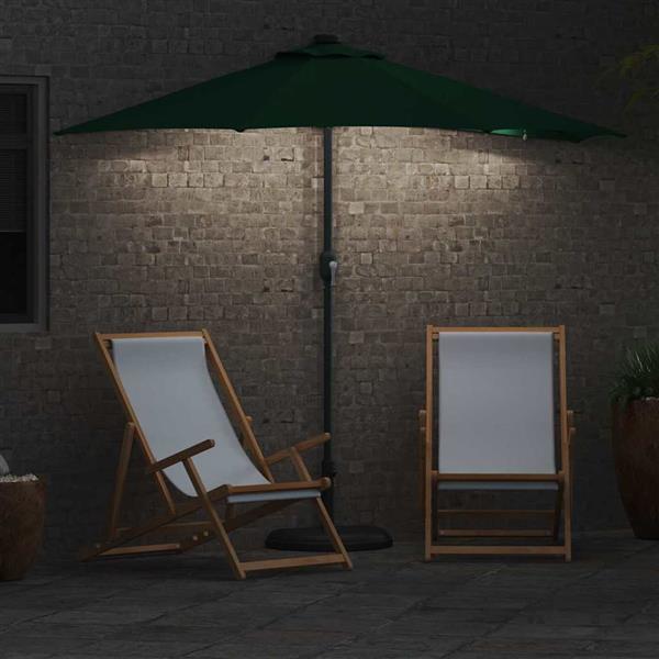 Grote foto vidaxl tuinparasol met led striplichten groen 294 x 150 x 223 cm stof tuin en terras overige tuin en terras