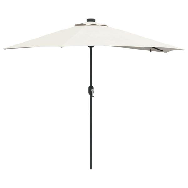 Grote foto vidaxl tuinparasol met led striplichten zand 294 x 150 x 223 cm stof tuin en terras overige tuin en terras