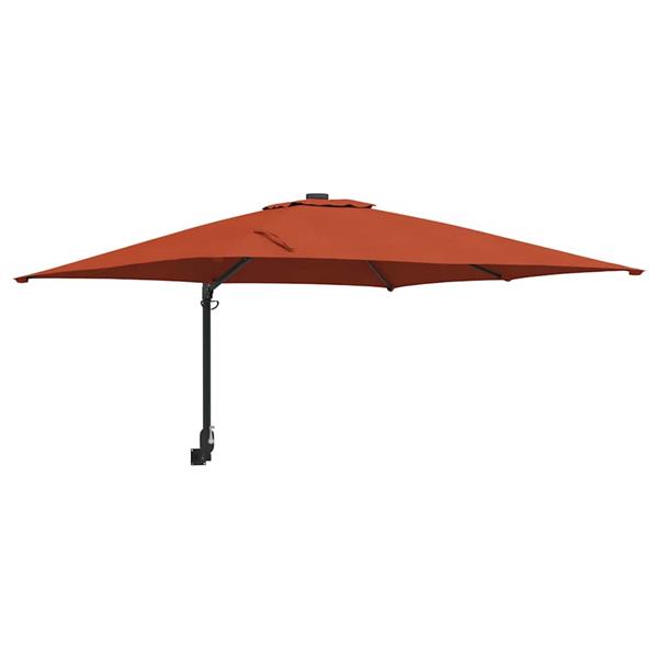 Grote foto vidaxl tuinparasol rood en zwart 248.5 x 247.5 x 160 cm tuin en terras overige tuin en terras