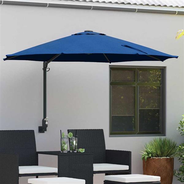 Grote foto vidaxl tuinparasol blauw en zwart 248 x 248 x 148 cm tuin en terras overige tuin en terras