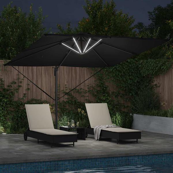 Grote foto vidaxl parasol zwart 286 x 285 x 270 cm aluminium tuin en terras overige tuin en terras
