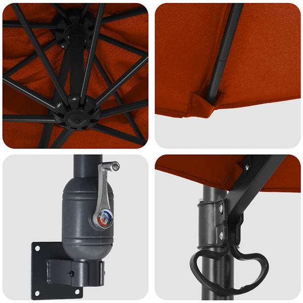 Grote foto vidaxl tuinparasol rood en zwart 248 x 248 x 148 cm polyester en staal tuin en terras overige tuin en terras
