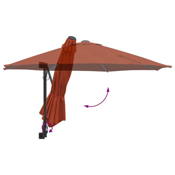 Grote foto vidaxl tuinparasol rood en zwart 248 x 248 x 148 cm polyester en staal tuin en terras overige tuin en terras