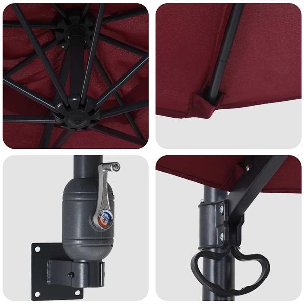Grote foto vidaxl tuinparasol rood en zwart 248 x 248 x 148 cm polyester en staal tuin en terras overige tuin en terras