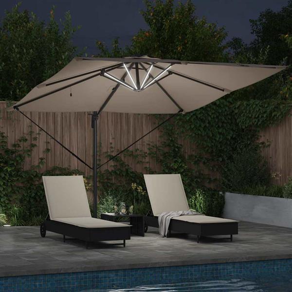 Grote foto vidaxl parasol taupe 286 x 285 x 270 cm aluminium tuin en terras overige tuin en terras