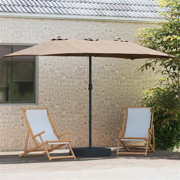Grote foto vidaxl tuinparasol taupe 385 x 209 x 244 cm stof tuin en terras overige tuin en terras